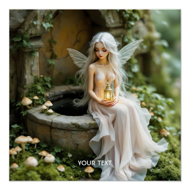 Poster Lanterne de champignons de fille mignonne Imaginai (Devant)