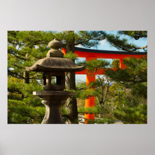 Poster Lanterne en pierre et porte Torii
