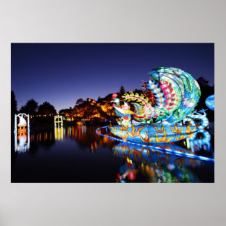 Poster lanternes japonaises la nuit