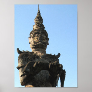Poster Lao Giant Guardian .. Parc du Bouddha, Vientiane, 