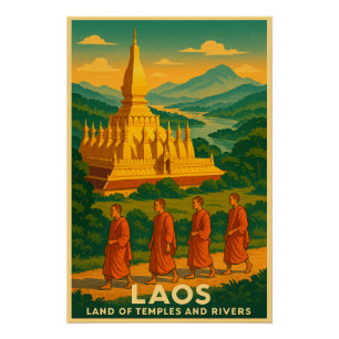 Poster Laos - Pays des Temples et des Rivières