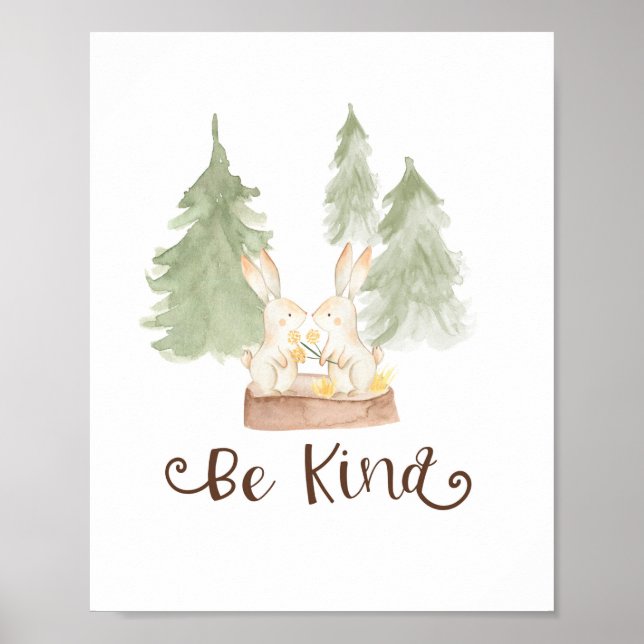 Poster Lapin à l'aquarelle Amis de la forêt boisée Nurser (Devant)