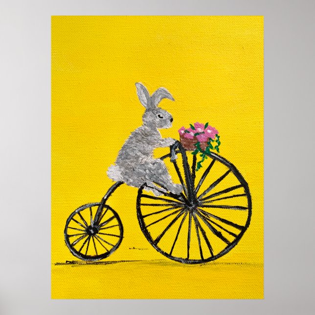 Poster Lapin à vélo (Devant)