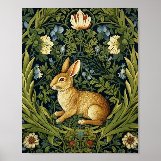 Poster Lapin Art nouveau dans le jardin (Devant)