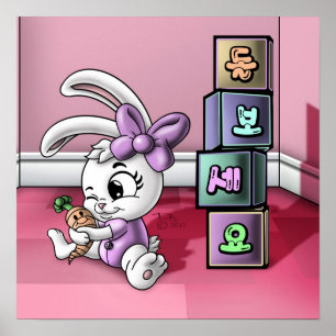 Poster Lapin avec lettrage coréen
