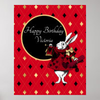 Lapin blanc à l'anniversaire rouge