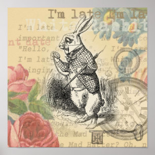 Poster Lapin Blanc Alice au Pays des Merveilles Art