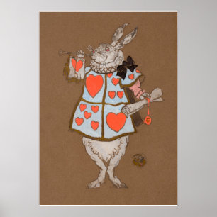 Poster Lapin Blanc avec Conception de Costume de Héraut
