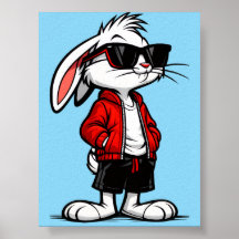 Lapin Blanc Cool en Veste Rouge