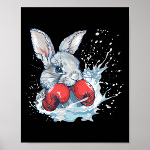 Poster Lapin Boxeur Avec Gants De Boxe Kickboxing Drôle B