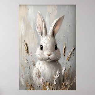 Poster Lapin Bunison Fleur Boho Portrait Impression, Pâqu