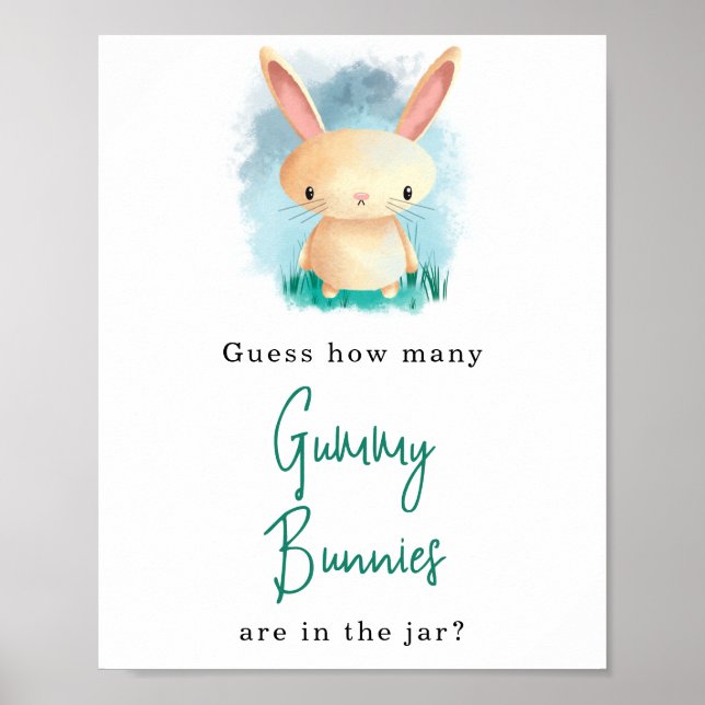 Poster Lapin - Combien de lapins de gomme (Devant)