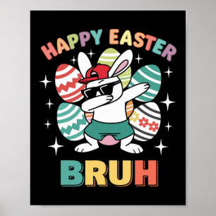 Poster Lapin Dab Drôle Joyeuses Pâques Frangin Pour Garço