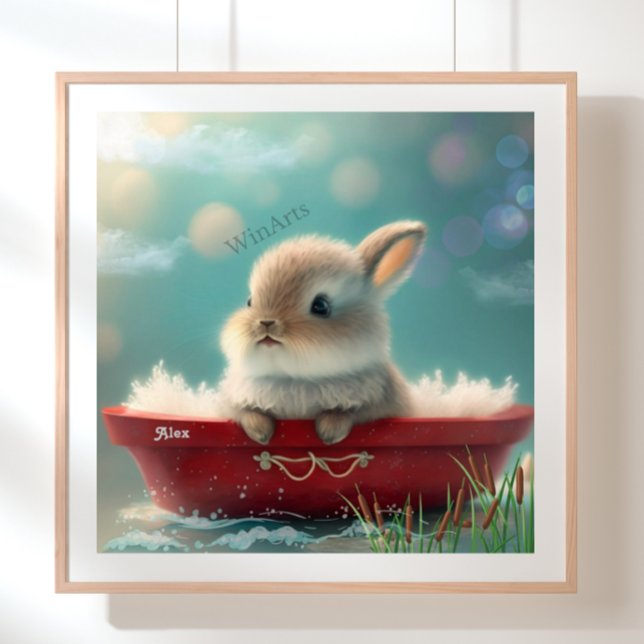 Poster Lapin dans un bateau rouge Art personnalisé pour l (Créateur téléchargé)