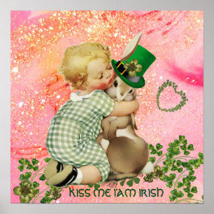 Poster LAPIN DE BÉBÉ Câlin St.Patrick's Day, Floral Rose