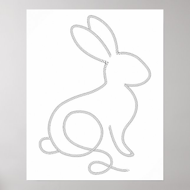 Poster Lapin de corde Minimal Design Moderne (Devant)