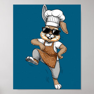 Poster Lapin de cuisine drôle de chef de bande dessinée c