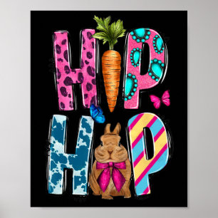 Poster Lapin de hip hop occidental et carotte Joyeux jour