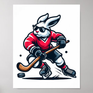 Poster Lapin de hockey sur glace Bunny Pâques Jour 