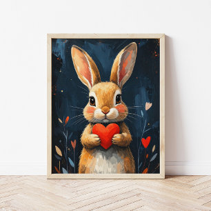 Poster Lapin de la Saint-Valentin mignon - Art Moderne