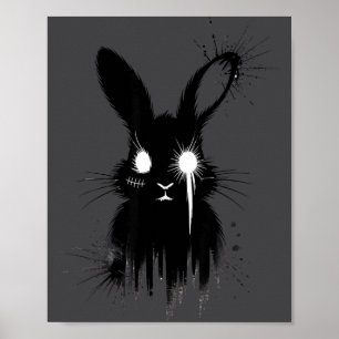 Poster Lapin de l'horreur goth mignon effrayant Croquis A