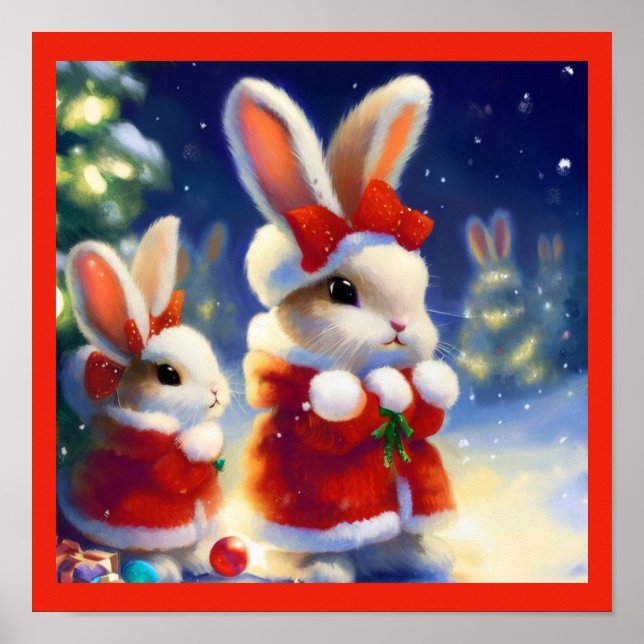 Poster Lapin de Noël 3 (Devant)