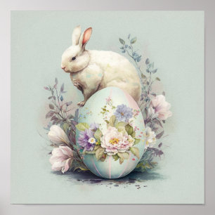 Poster Lapin de Pâques au milieu des fleurs
