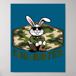 Poster Lapin de Pâques cool chasseur d'oeufs camouflage m