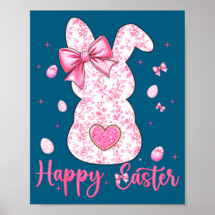 Poster Lapin de Pâques coquette lapin floral femmes