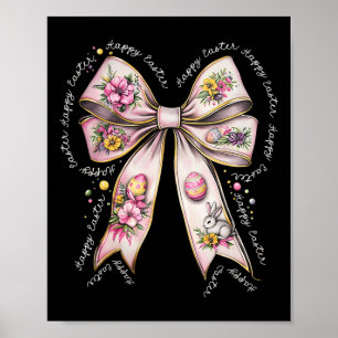 Poster Lapin de Pâques Coquette Nœud Floral Fille de Pâqu