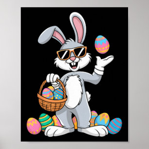 Poster Lapin de Pâques Dabant Transportant des Œufs Color