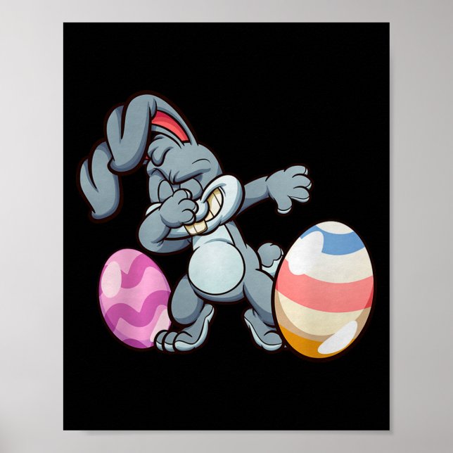 Poster Lapin de Pâques dabbing Premium Tri-blend  (Devant)