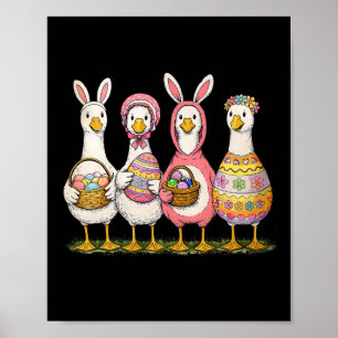Poster Lapin de Pâques drôle d'oie bête Œufs de lapin Joy