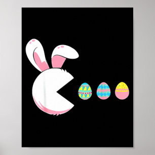 Poster Lapin de Pâques drôle qui regarde l'oeuf de printe