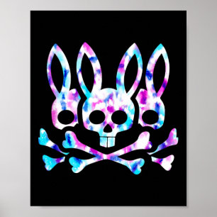 Poster Lapin de Pâques drôle Rétro Tie Dye Lapin Crâne Cr