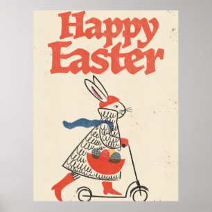 Poster Lapin de Pâques heureux