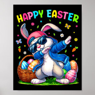 Poster Lapin de Pâques heureux faisant le dab Funny Day d