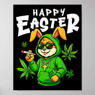 Poster Lapin de Pâques heureux lapin drôle fumant pour ho