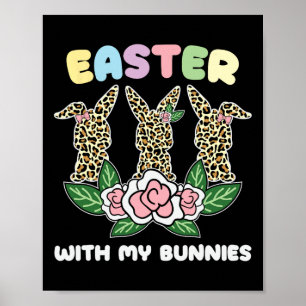 Poster Lapin de Pâques Leopard Trio mignonne Jour de Pâqu
