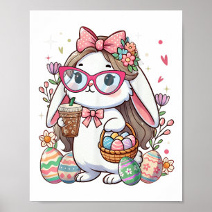 Poster Lapin de Pâques oeufs de lapin Café Chasse Femmes
