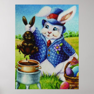 Poster Lapin de Pâques plonge lapin dans l'art du chocola