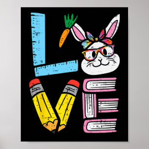 Poster Lapin de Pâques Professeur Mignon Lapin Printemps