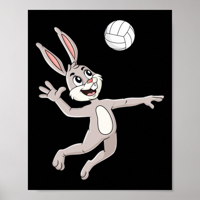 Poster Lapin De Pâques Touchant Un Volley Fun Boys Filles (Devant)