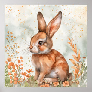 Poster Lapin de printemps mignon