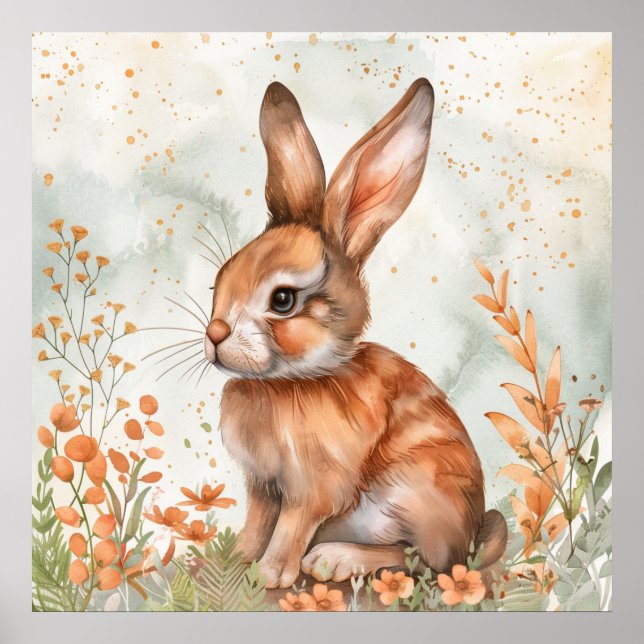 Poster Lapin de printemps mignon (Devant)