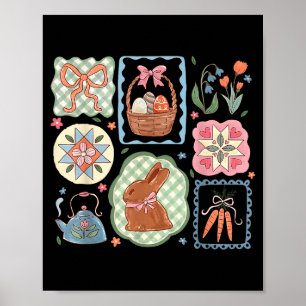 Poster Lapin drôle d'oeufs de Pâques de nœud coquette Fle