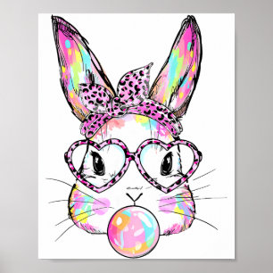Poster Lapin Drôle Gles Lapin Joyeuses Pâques Rétro Tie D
