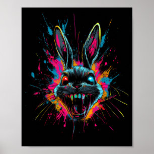 Poster Lapin effrayant Halloween Horreur Pâques Jour Lapi
