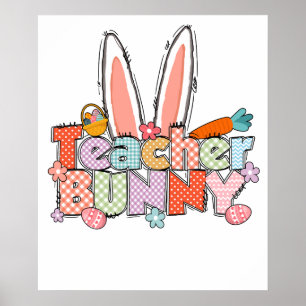 Poster lapin enseignant, rétro, vintage