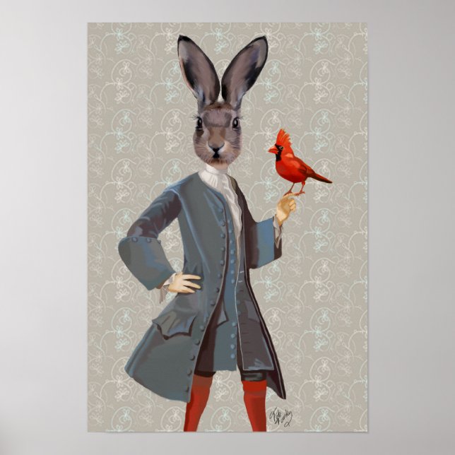 Poster Lapin Et Oiseau (Devant)